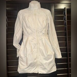 Armani Exchange White High Collar Fitted Women’s Bubble 3/4 PeaCoat size Small